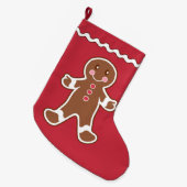 Grande Chaussette De Noël Roulement de pain d'épice rouge (Devant (Accrochage))