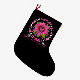 Grande Chaussette De Noël Ruban Rose de Sensibilisation au Cancer du Sein To