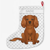 Grande Chaussette De Noël Ruby Cavalier King Charles Spaniel & Nom (Dos)