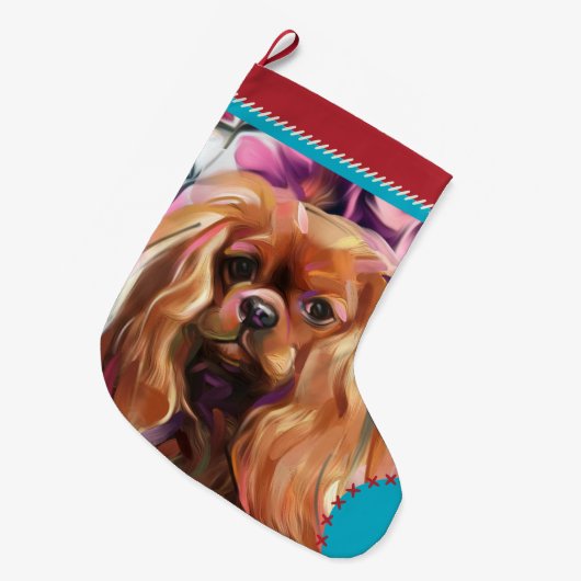 Grande Chaussette De Noël Ruby Cavalier Noël Stocker le bleu turquoise (Devant (Accrochage))