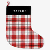 Grande Chaussette De Noël Russe moderne Pays Rouge & Blanc Flannel Plaid (Devant)