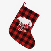 Grande Chaussette De Noël Russe Papa Bear Red & Black Buffalo Plaid (Devant (Accrochage))