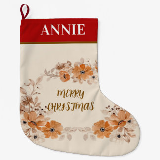 Grande Chaussette De Noël Rustic Boho Floral Christmas Stocking
