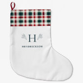 Grande Chaussette De Noël Rustic Farmhouse Nom de famille Monogramme (Devant)