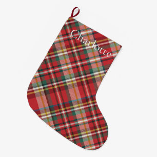 Grande Chaussette De Noël Rustic Plaid Farmhouse Red Check Holidays