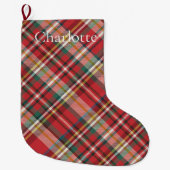 Grande Chaussette De Noël Rustic Plaid Farmhouse Red Check Holidays (Devant)