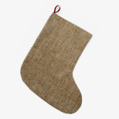 Grande Chaussette De Noël Rustique Burlap Nature Motif Noël Stocking (Devant (Accrochage))