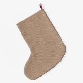 Grande Chaussette De Noël Rustique Linge naturel NOM de Noël rouge vert (Dos (Accrochage))