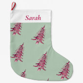 Grande Chaussette De Noël Sage rouge Pagode Arbre motif (Devant)
