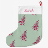 Grande Chaussette De Noël Sage rouge Pagode Arbre motif (Dos)