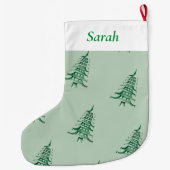 Grande Chaussette De Noël Sage vertNoël Pagode Arbre motif (Dos)
