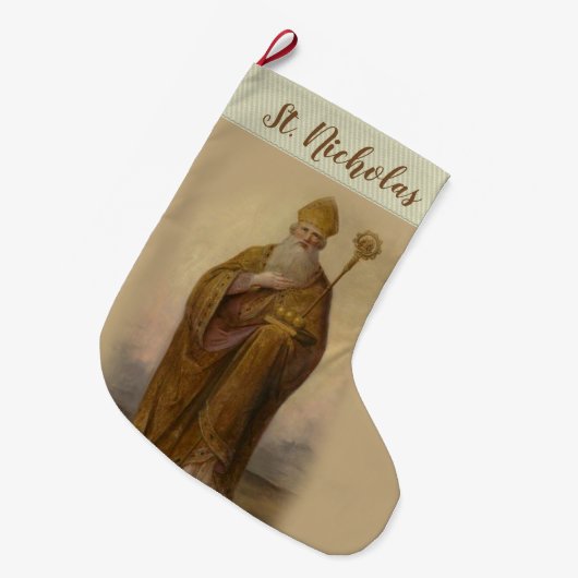 Grande Chaussette De Noël Saint-Nicolas d'évêque de Myra (Devant (Accrochage))