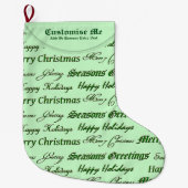 Grande Chaussette De Noël Salutations de Noël (Vert) (Devant)
