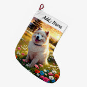 Grande Chaussette De Noël Samoyède (Devant (Accrochage))