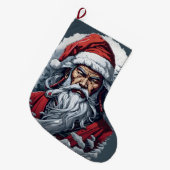 Grande Chaussette De Noël Samurai Père Noël Warrior Christmas Art Cadeau (Devant (Accrochage))