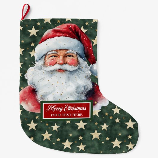 Grande Chaussette De Noël Santa Claus classique Noël Stocker Nom personnalis (Devant)