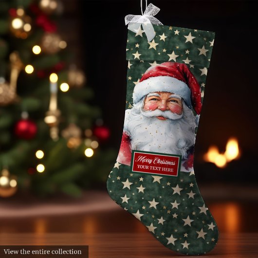 Grande Chaussette De Noël Santa Claus classique Noël Stocker Nom personnalis