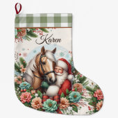 Grande Chaussette De Noël Santa Clause Avec Cheval Noël (Devant)