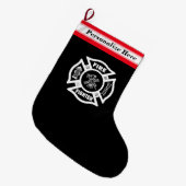 Grande Chaussette De Noël Sapeur-pompier (Devant (Accrochage))
