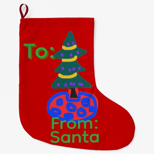 Grande Chaussette De Noël sapin de Noël (Devant)