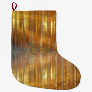 Grande Chaussette De Noël Scène de la forêt de Misty