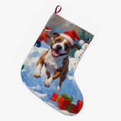 Grande Chaussette De Noël Scène de Noël de Bull Terrier (Devant (Accrochage))