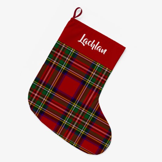 Grande Chaussette De Noël Scottish Royal Stewart Tartan Custom (Red Top) (Devant (Accrochage))
