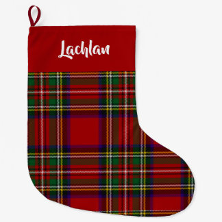 Grande Chaussette De Noël Scottish Royal Stewart Tartan Custom (Red Top)
