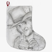 Grande Chaussette De Noël Scrooge en noir et blanc (Devant)