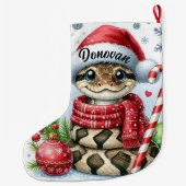 Grande Chaussette De Noël Serpent de Noël personnalisé (Dos)