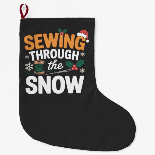 Grande Chaussette De Noël Sewing Through the Snow Funny Christmas Quilt (Devant)