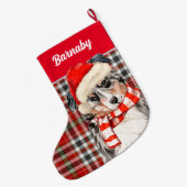 Grande Chaussette De Noël Shepherd and Red Plaid with Dog (Dos (Accrochage))