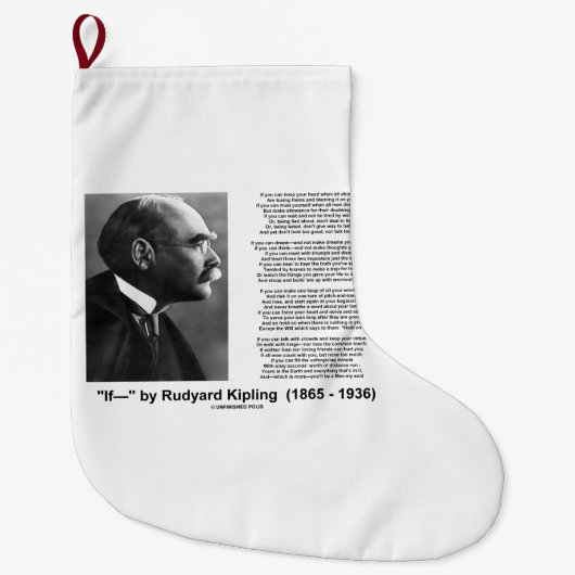 Grande Chaussette De Noël "Si... " Poème De Rudyard Kipling Inspirational (Devant)