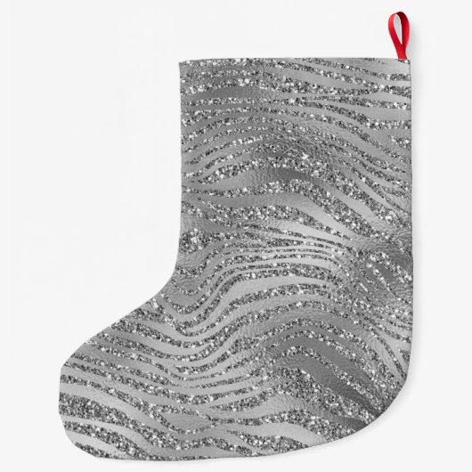 Grande Chaussette De Noël Silver Glitz Zebra Print (Dos)