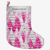 Grande Chaussette De Noël Silver Pretty Chic Pink Glam Arbres de Noël (Devant)
