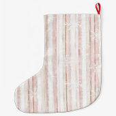 Grande Chaussette De Noël Silver rose blanc Snowflakes Stripes Noël (Dos)