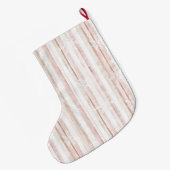 Grande Chaussette De Noël Silver rose blanc Snowflakes Stripes Noël (Dos (Accrochage))