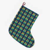 Grande Chaussette De Noël Simple bleu rétro pin de Noël Motif (Devant (Accrochage))
