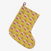 Grande Chaussette De Noël Simple Gold Red Reindees Noël Motif Noël (Devant (Accrochage))