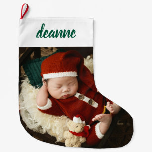 Grande Chaussette De Noël Simple mignonne bébé's First Christmas 1 Photo