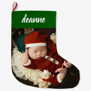 Grande Chaussette De Noël Simple mignonne bébé's First Christmas 1 Photo