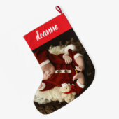 Grande Chaussette De Noël Simple mignonne bébé's First Christmas 1 Photo (Dos (Accrochage))