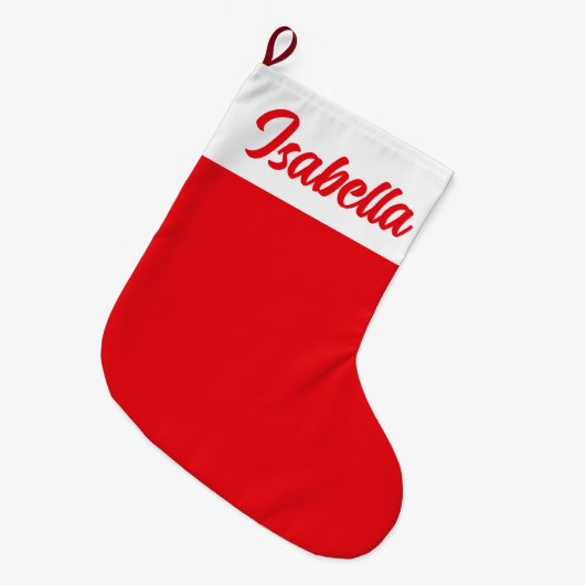 Grande Chaussette De Noël Simple moderne Joyeux Noël Rouge et blanc scripteu (Devant (Accrochage))