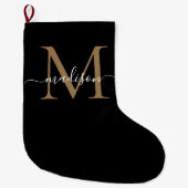 Grande Chaussette De Noël Simple Noir Monogramme Élégant Script Girl (Devant)