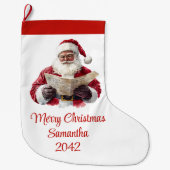 Grande Chaussette De Noël Simple Santa Claus Stylish Modern Holiday Stocking (Devant)