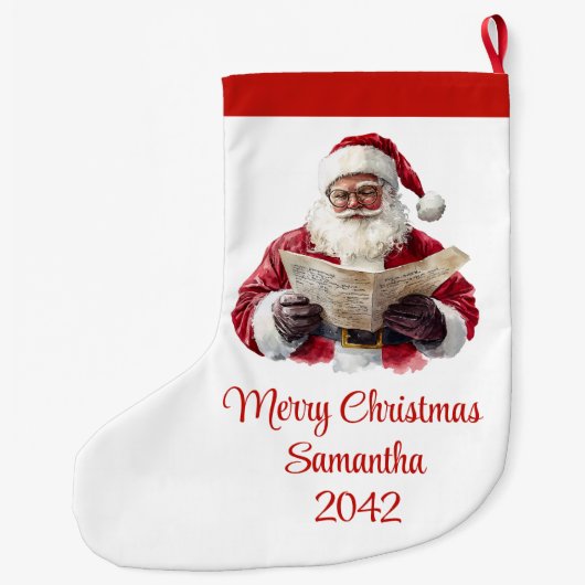Grande Chaussette De Noël Simple Santa Claus Stylish Modern Holiday Stocking (Dos)