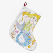 Grande Chaussette De Noël Sirène blonde mignonne (Devant (Accrochage))