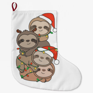 Grande Chaussette De Noël Sloth Christmas Tree Animaux de Noël Sloths