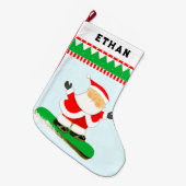 Grande Chaussette De Noël Snowboard Snowboardeur cadeau de vacances (Devant (Accrochage))