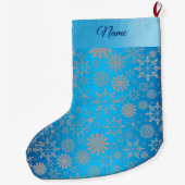 Grande Chaussette De Noël Snowflakes Blue Holiday Stocking (Dos)
